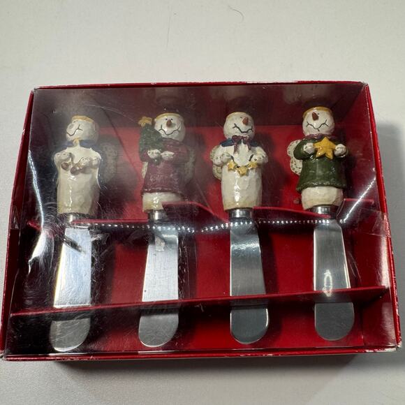 NEW Set of 4 Snowman- Angel Holiday Christmas Spreaders  Dip Cheese - Picture 6 of 8